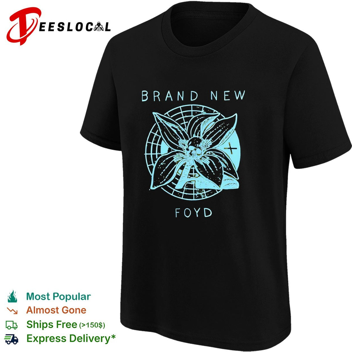 Brand New band Foyd botanical skull shirt