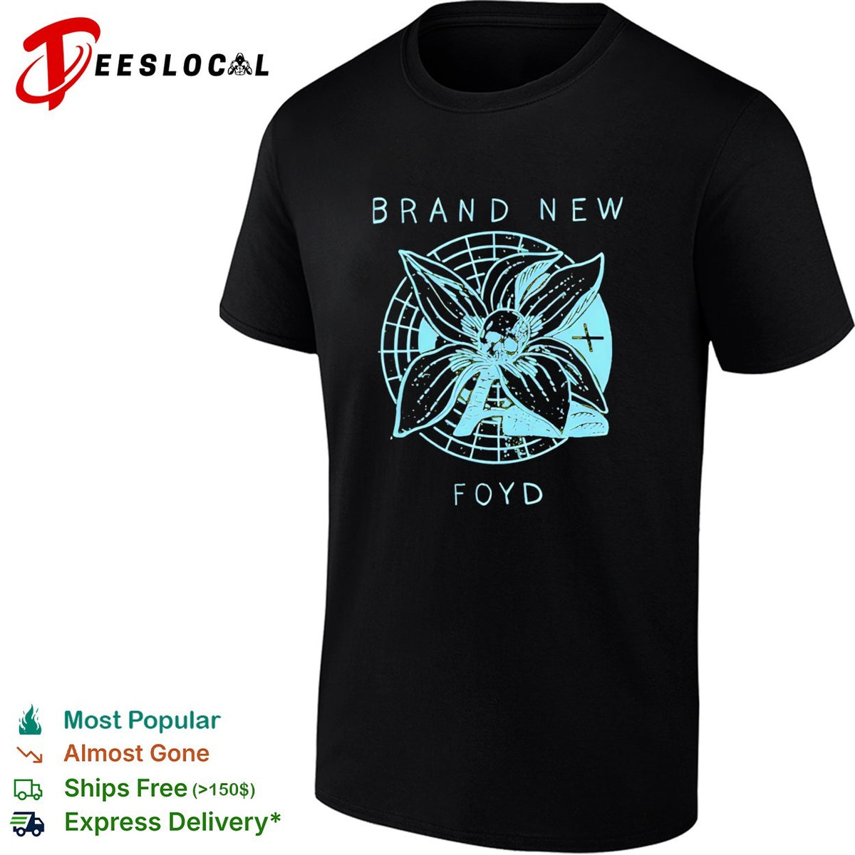 Brand New band Foyd botanical skull shirt