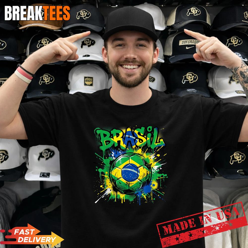 Brazil Football Soccer Player Flag Graffiti Father’s Day Shirt