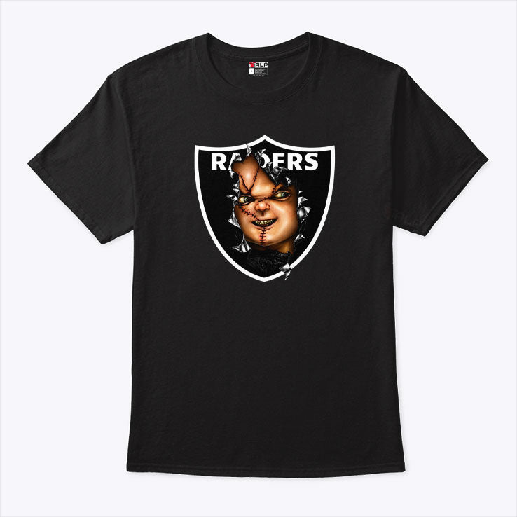 BruceDropEmOff Wearing Raiders Chucky Doll T Shirt
