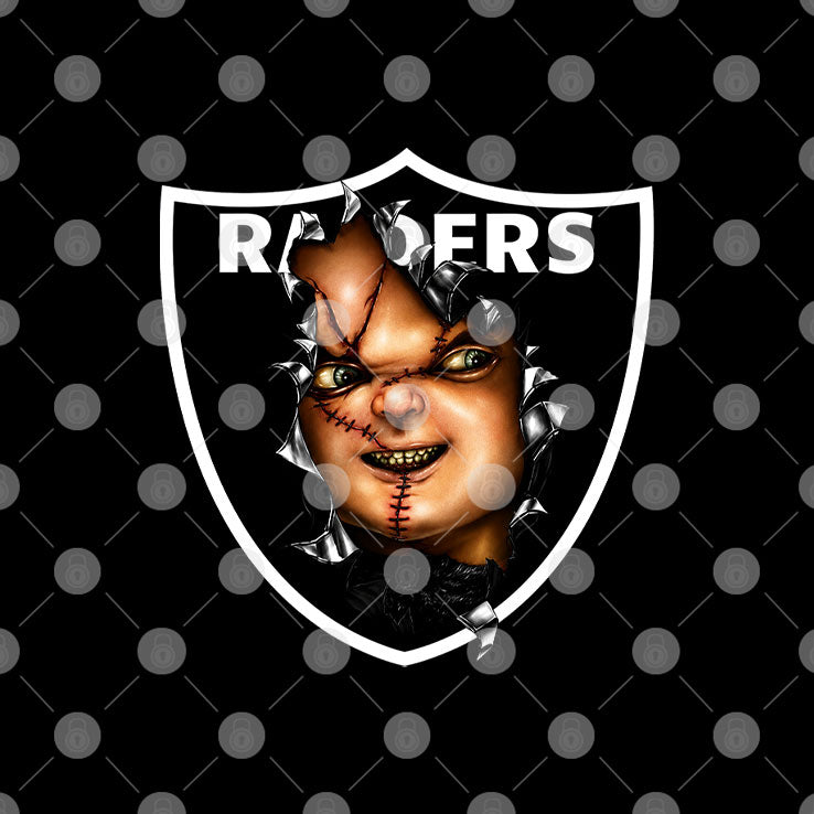 BruceDropEmOff Wearing Raiders Chucky Doll T Shirt