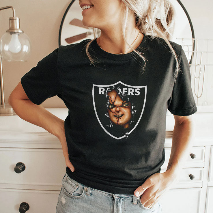 BruceDropEmOff Wearing Raiders Chucky Doll T Shirt