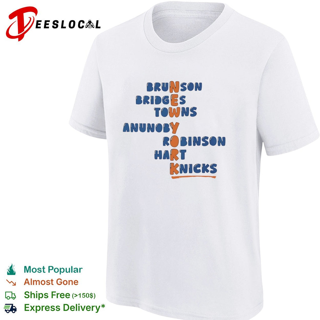 Brunson Bridges Towns Anunoby Robinson Hart Knicks New York NBA Basketball shirt