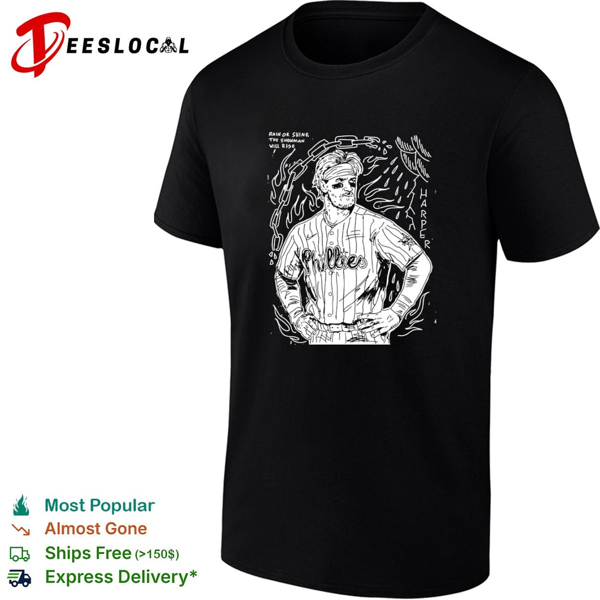Bryce Harper Philadelphia Phillies MLB Rain or Shine the Showman will Rise shirt