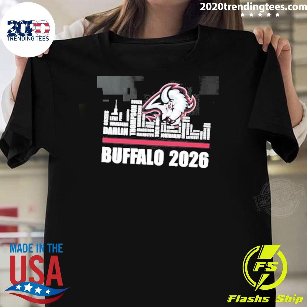 Buffalo Sabers Hockey 2026 Players Names City Skyline Shirt