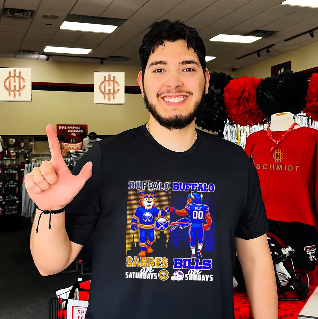Buffalo Sabres Bills mascots fist bump on Saturdays on Sundays shirt