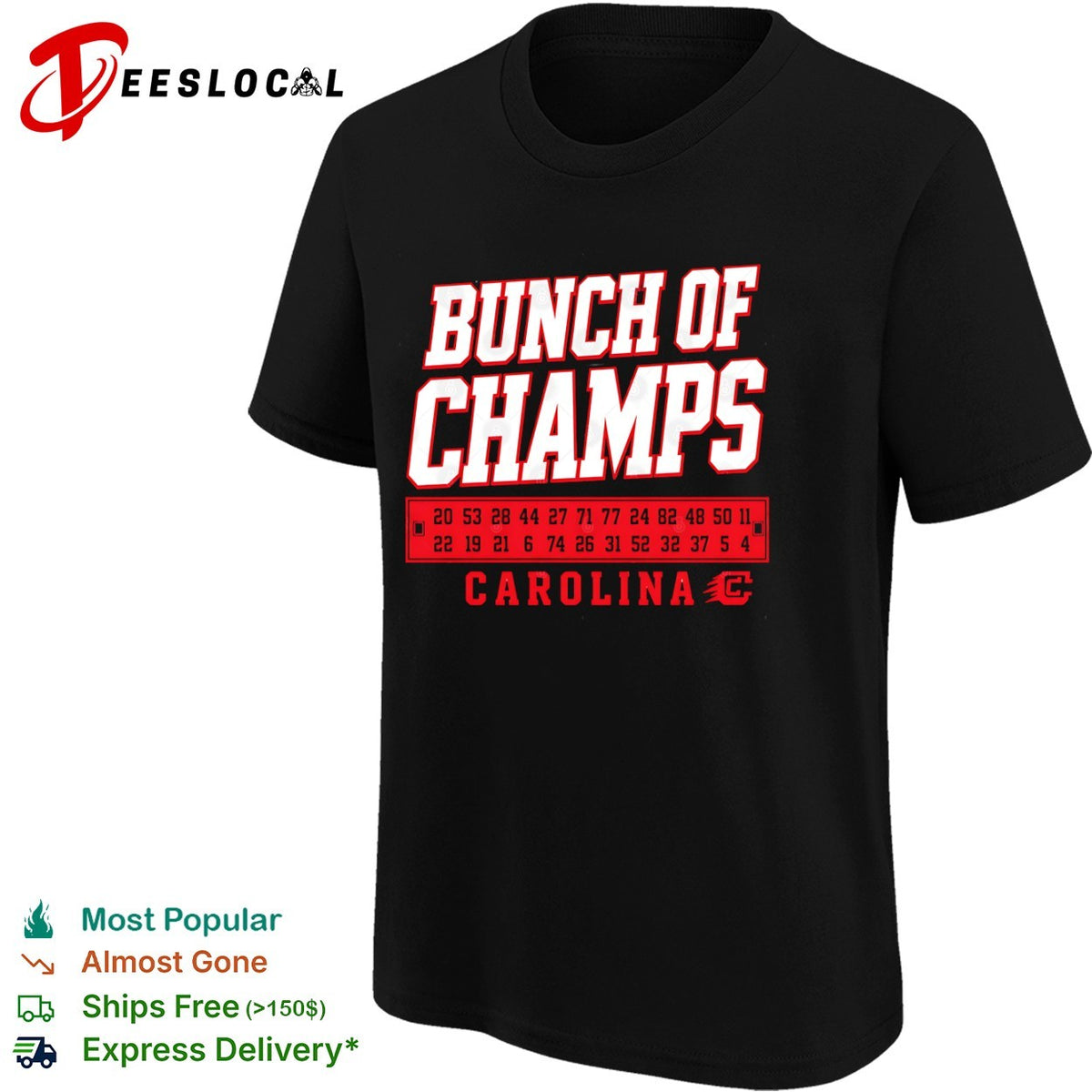 Bunch of Champs Carolina Hurricanes Roster Numbers shirt