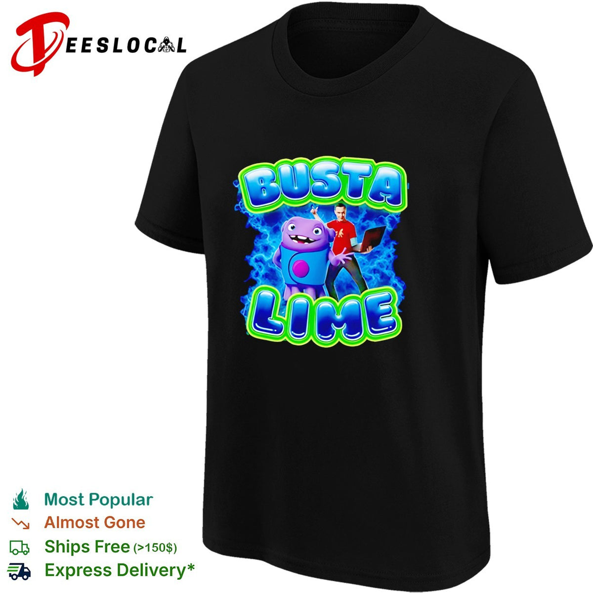 Busta Lime alien character with laptop electric illustration shirt