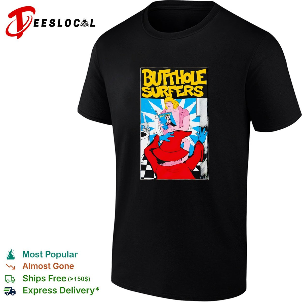 Butthole Surfers He Man Masters of the Universe Orko on the Toilet parody shirt