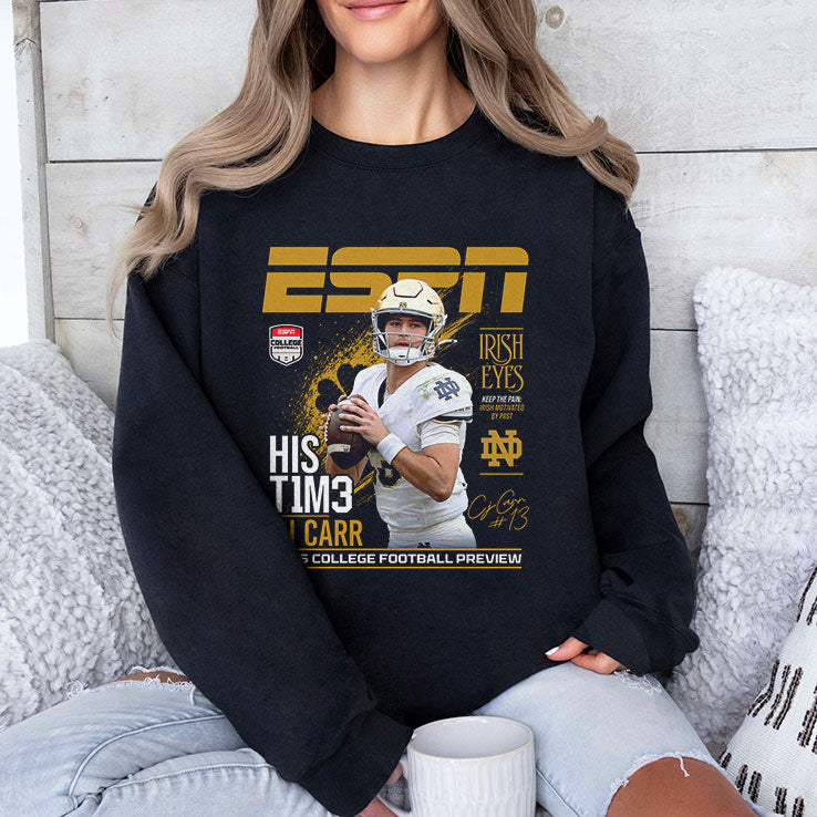 CJ Carr Notre Dame Fighting Irish Irish Eyes His T1m3 NCAA 2026 T Shirt