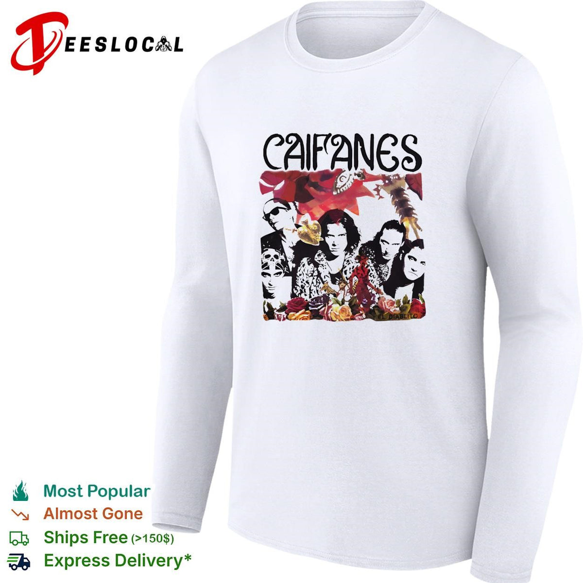 Caifanes band portrait collage with floral border illustration graphic shirt
