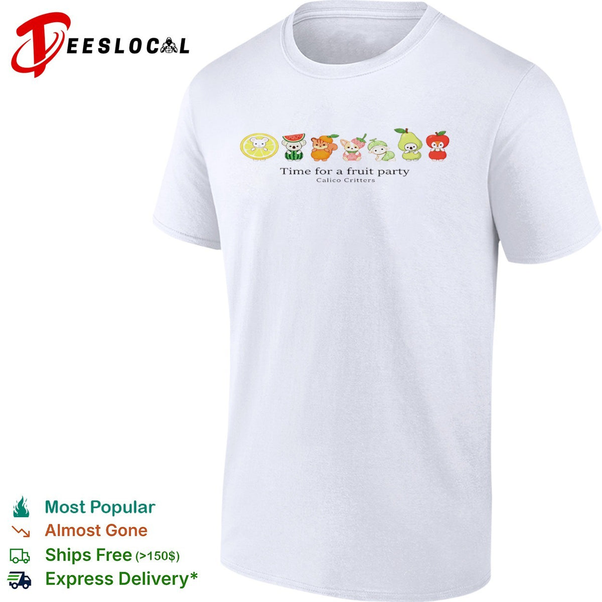 Calico Critters Time for a fruit party lemon watermelon orange strawberry melon shirt