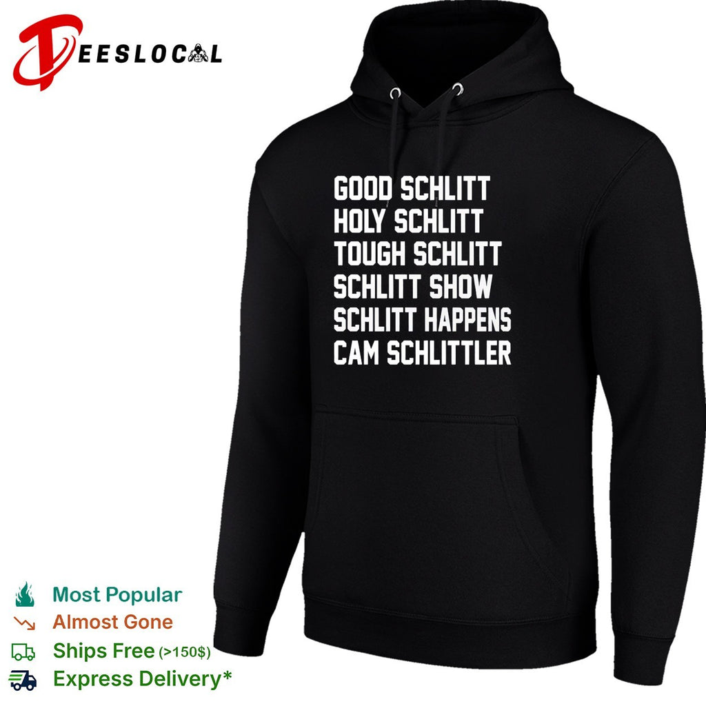 Cam Schlittler hockey player Schlitt happens wordplay bold stacked text fan shirt