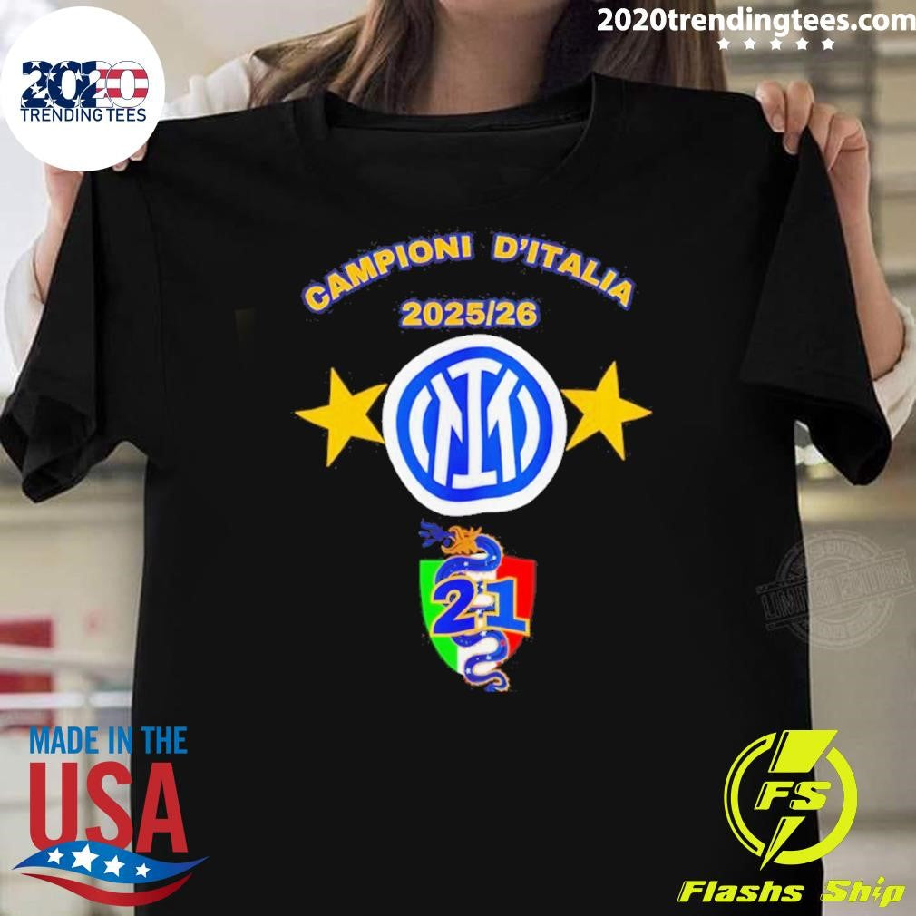 Campioni D’italia Inter Milan Serie A Champions 2025 26 Nerazzurri Logo Shirt