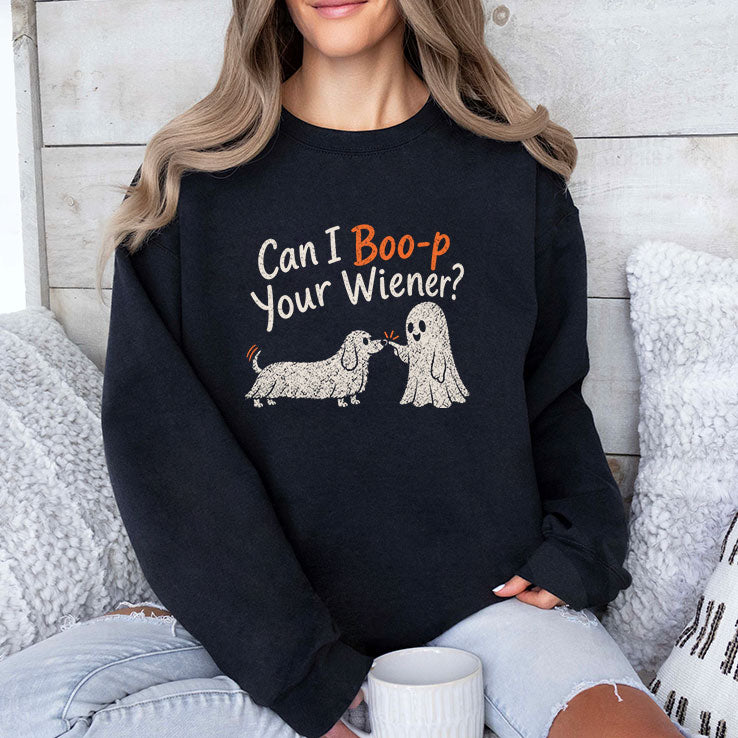 Can I Boo-p Your Wiener Dachshund Ghost Halloween T Shirt
