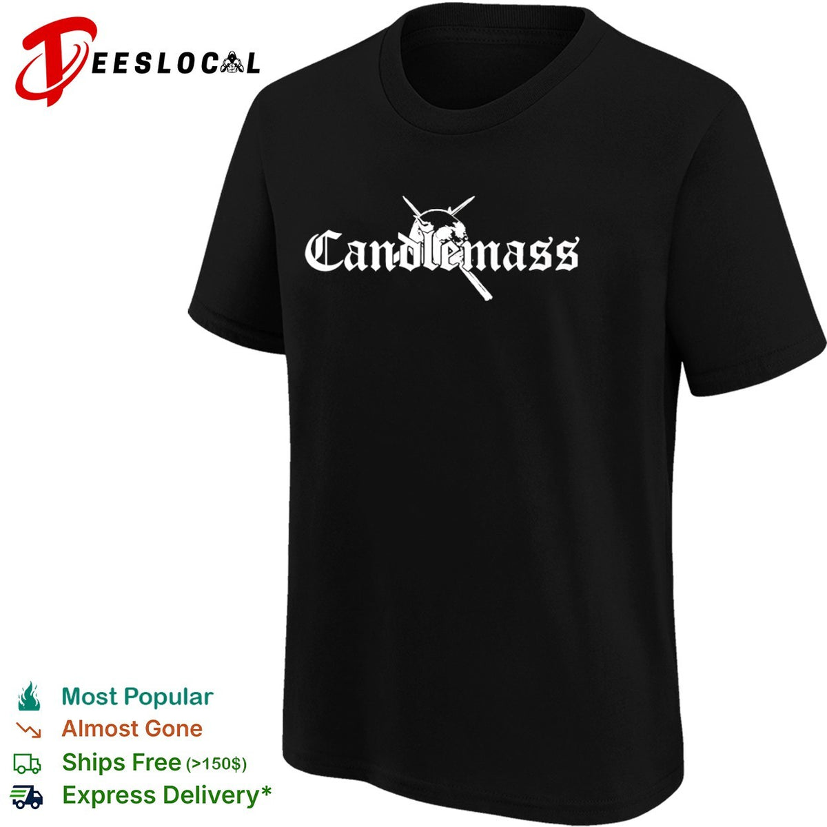 Candlemass Band Logo with Skull and Crossed Swords Doom Metal Music Band shirt