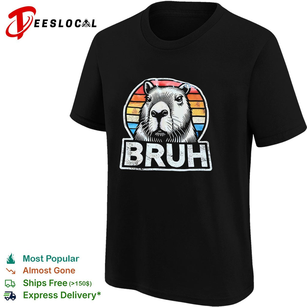 Capybara Bruh Sunset Animal shirt
