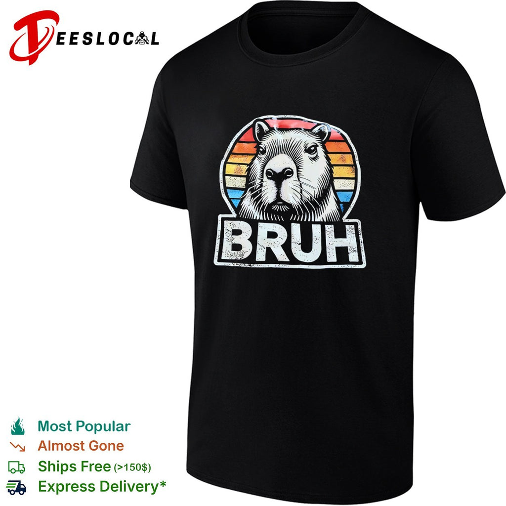 Capybara Bruh Sunset Animal shirt
