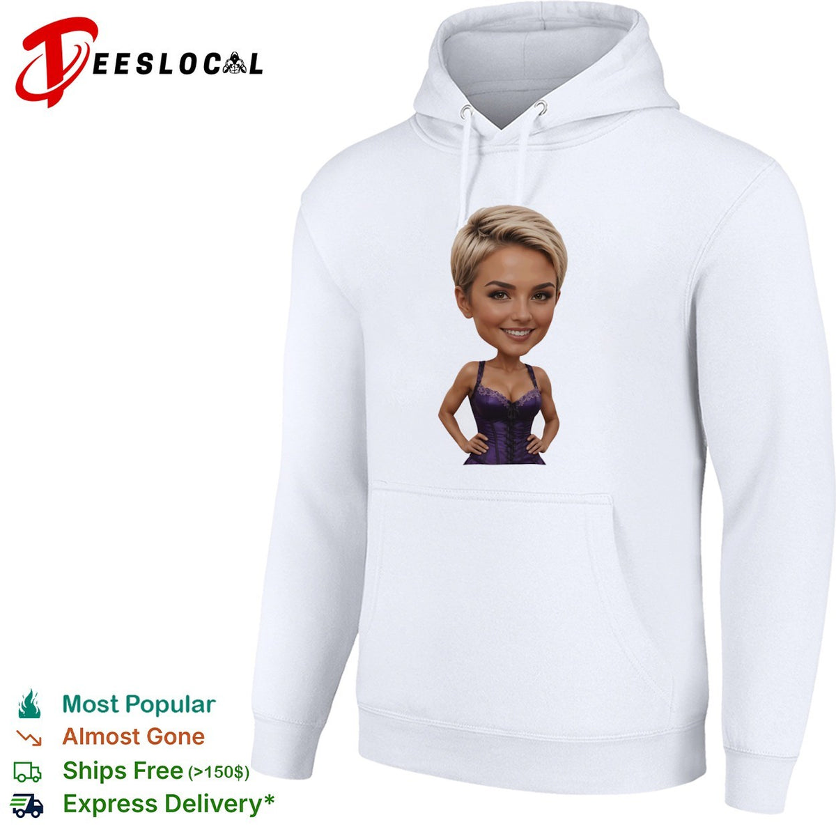 Caricature Blonde Short Hair Purple Corset Body Shape Bobblehead shirt