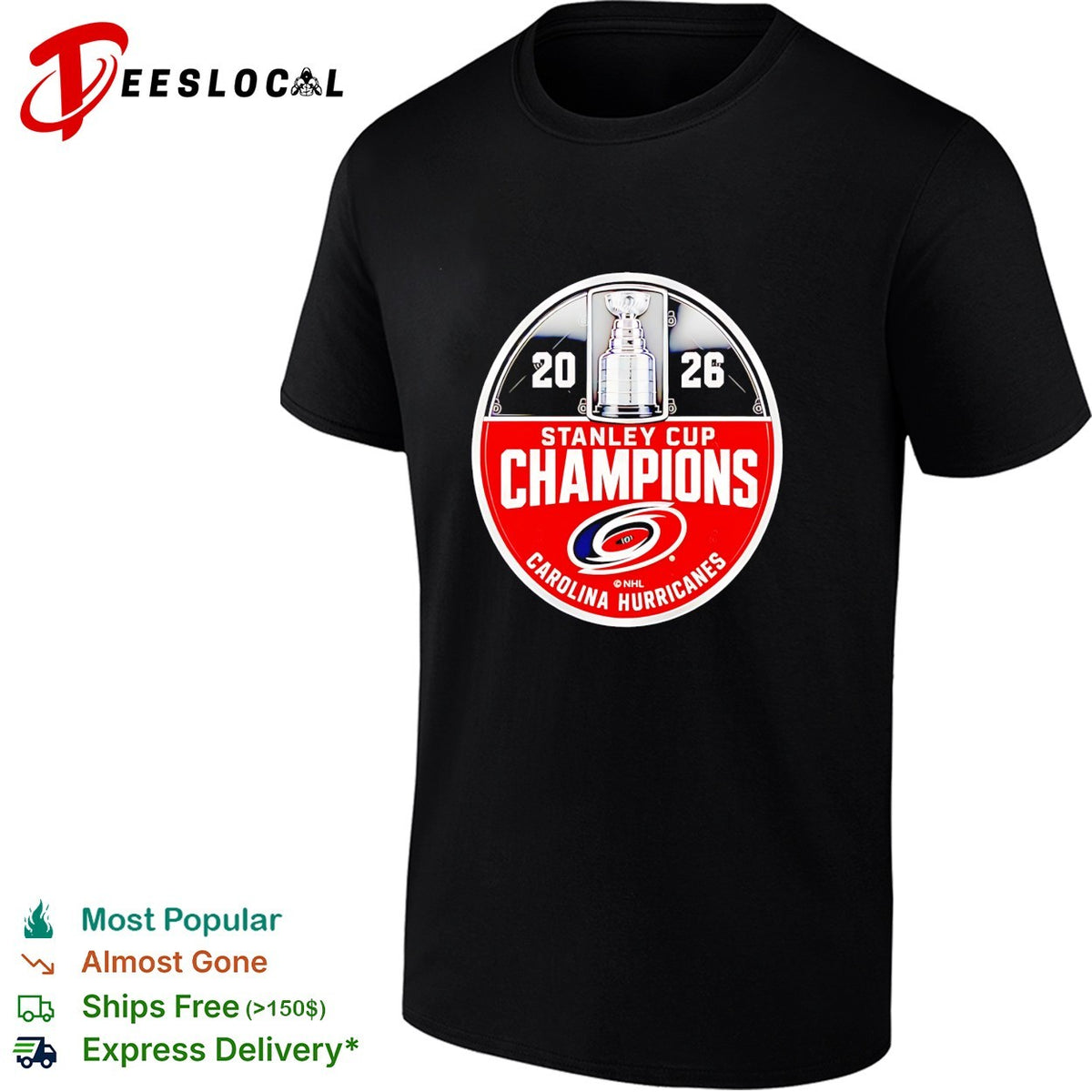Carolina Hurricanes 2026 Stanley Cup Champions circle logo shirt
