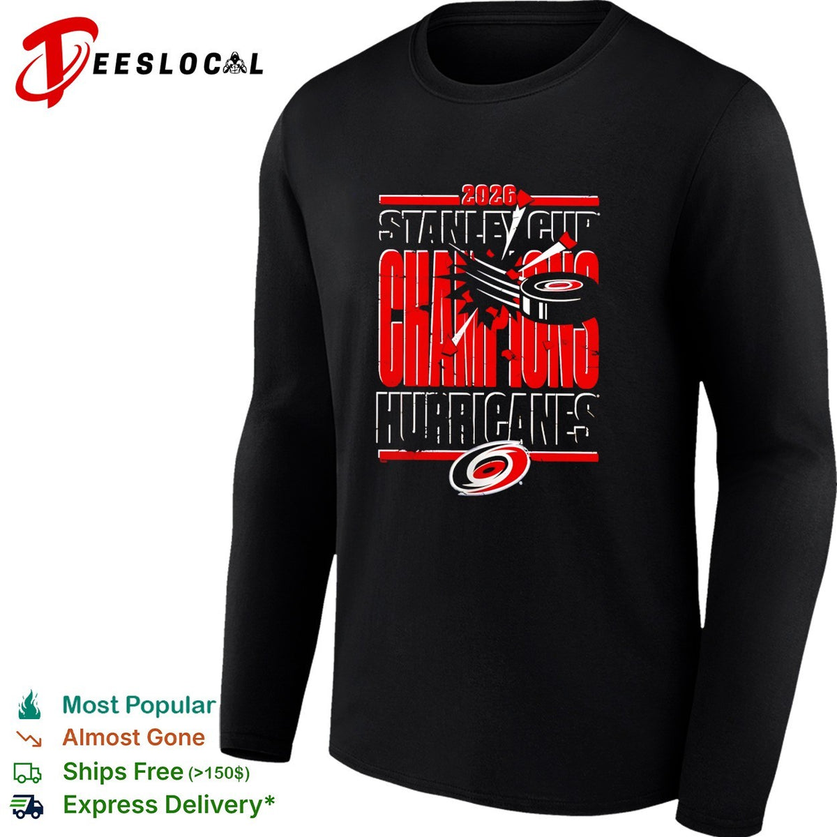 Carolina Hurricanes 2026 Stanley Cup Champions grunge distressed bold text shirt