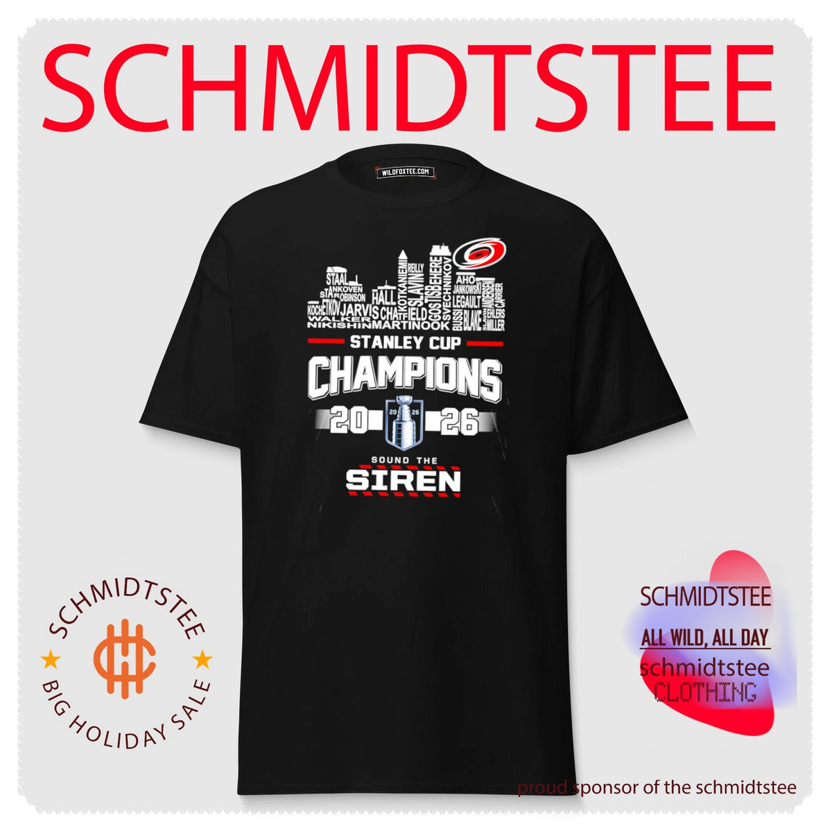 Carolina Hurricanes 2026 Stanley Cup Champions sound the siren name skyline shirt
