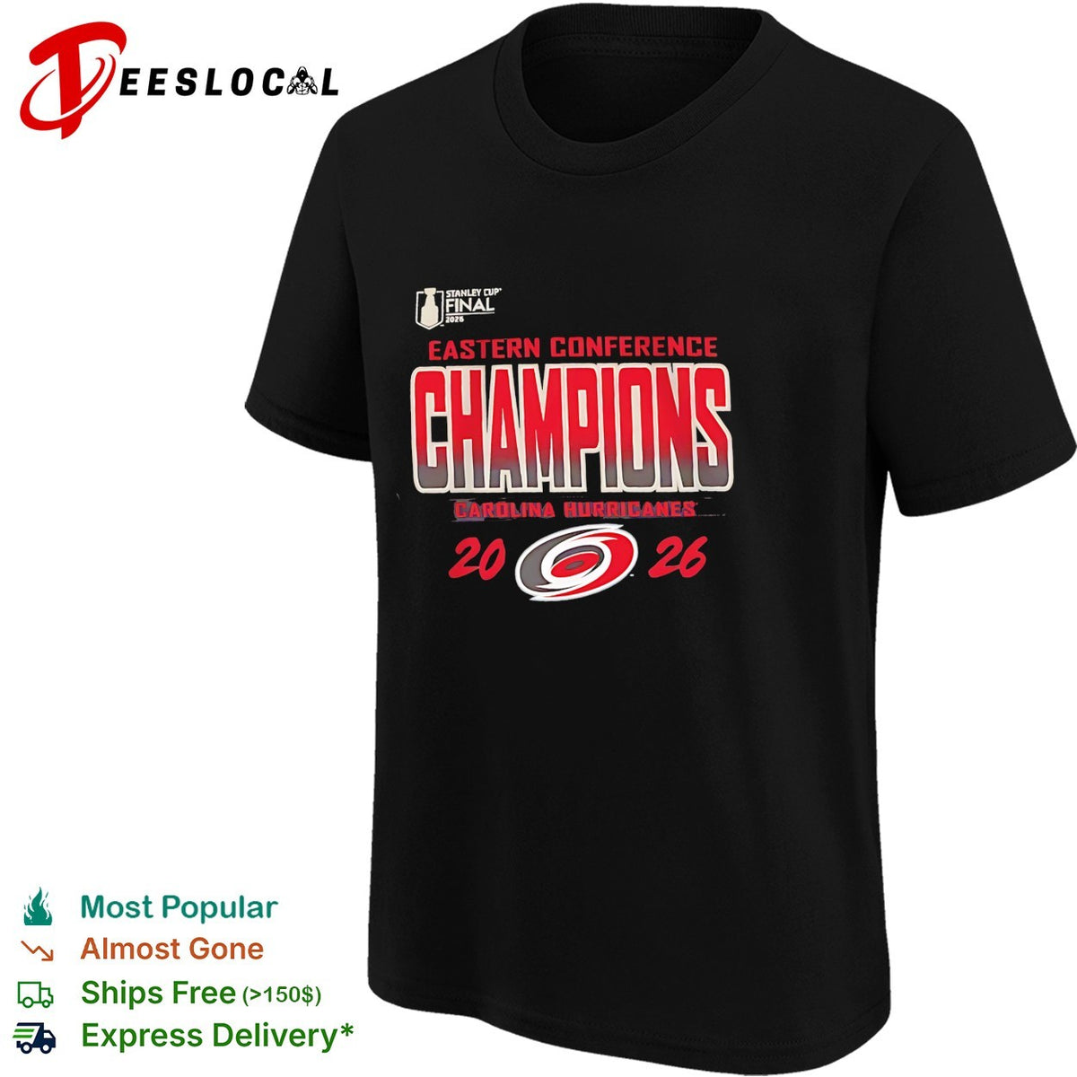 Carolina Hurricanes Eastern Conference Champs 2026 NHL Final bold fan text shirt