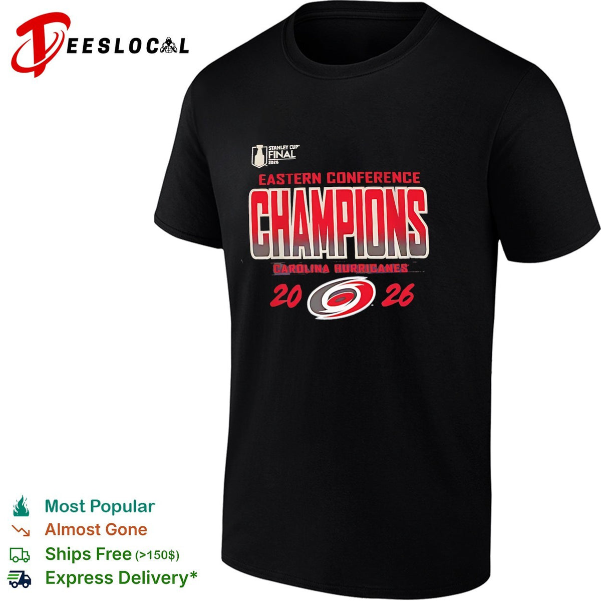 Carolina Hurricanes Eastern Conference Champs 2026 NHL Final bold fan text shirt