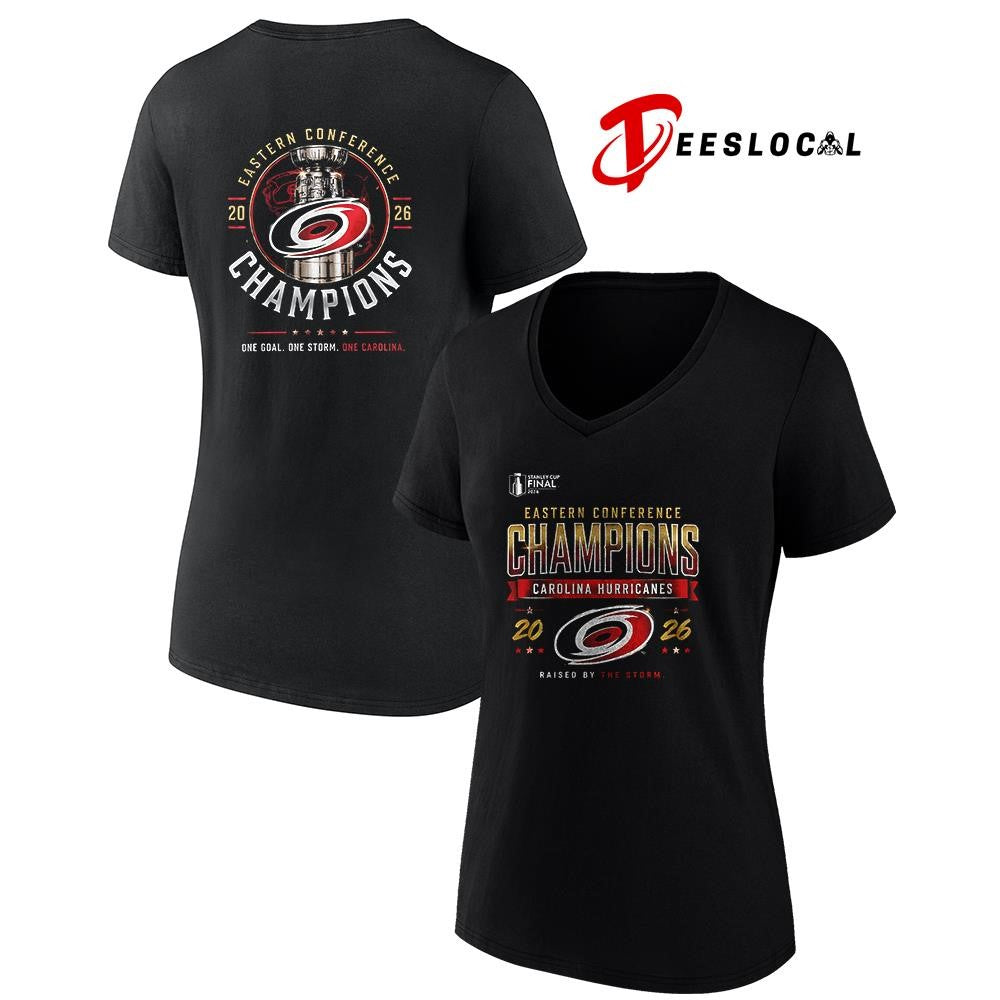 Carolina Hurricanes Eastern Conference raised by the storm commemorative trophy graphic shirt