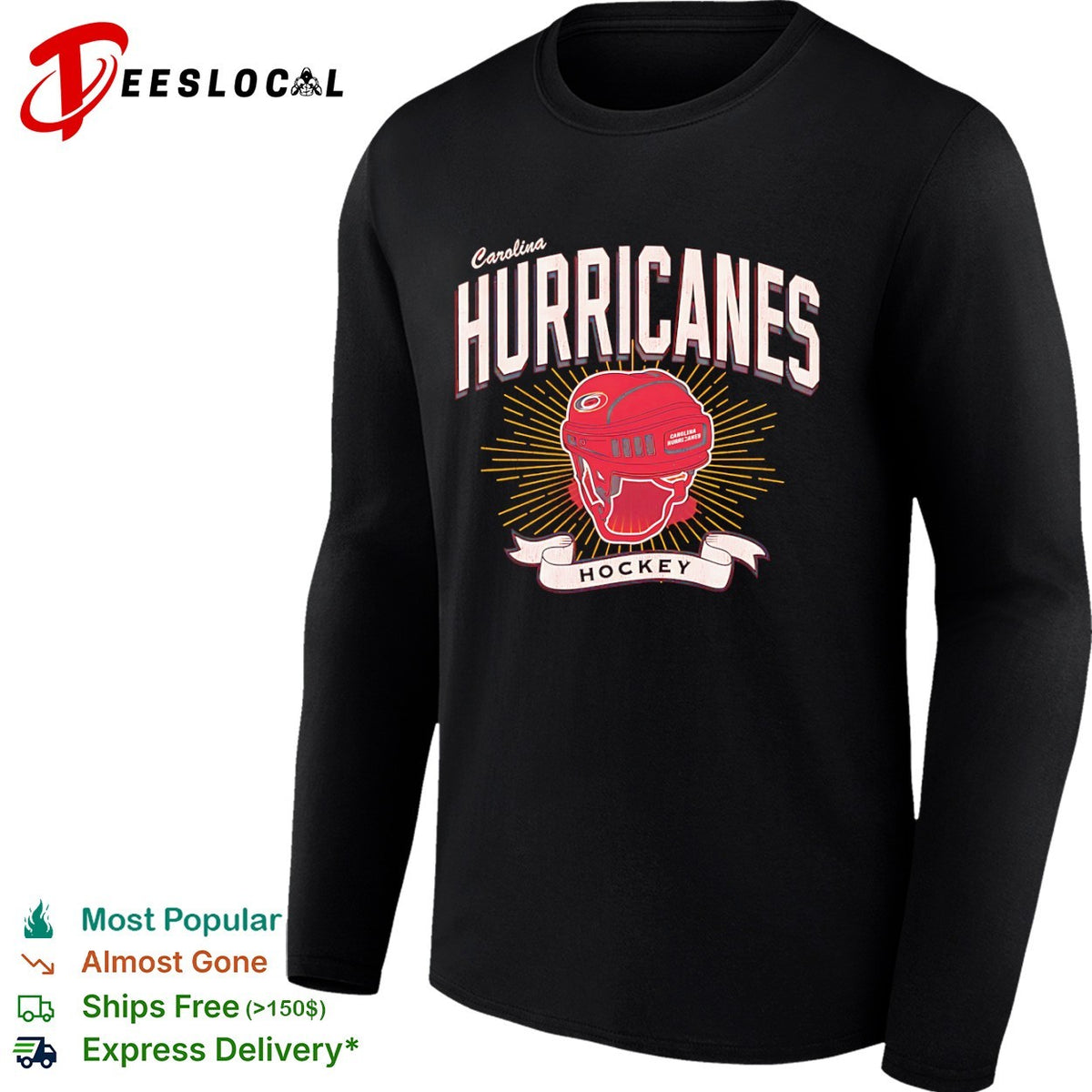 Carolina Hurricanes Hockey Team Logo with Helmet shirt