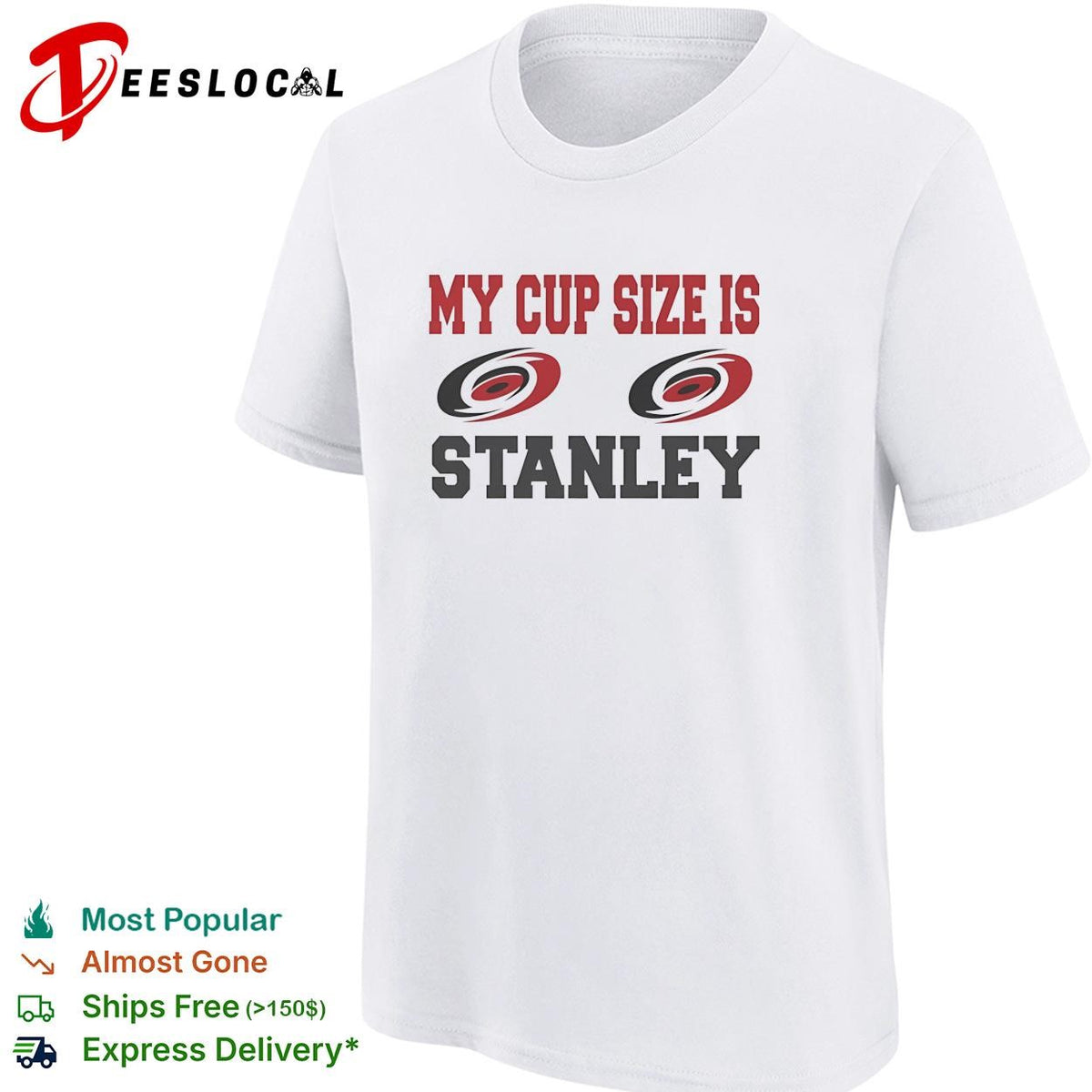 Carolina Hurricanes My cup size is Stanley humor bold text shirt