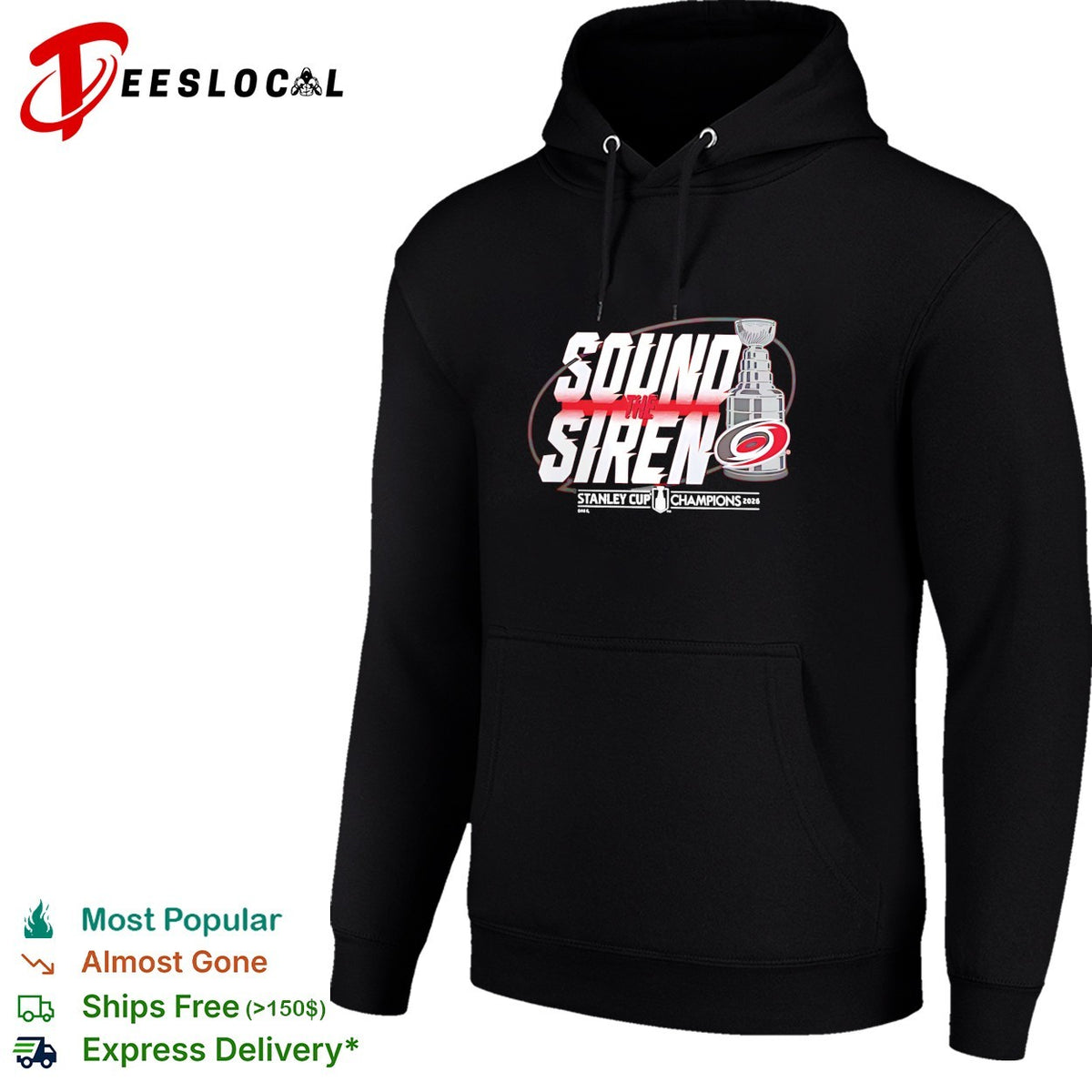 Carolina Hurricanes Sound the Siren Stanley Cup Champions 2026 bold text shirt