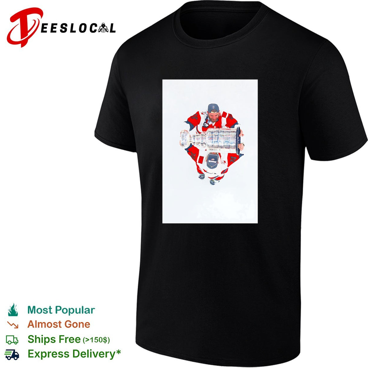 Carolina Hurricanes player kneeling overhead aerial view Stanley Cup ice rink art shirt