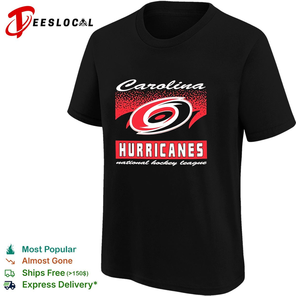 Carolina Hurricanes script logo hockey badge shirt