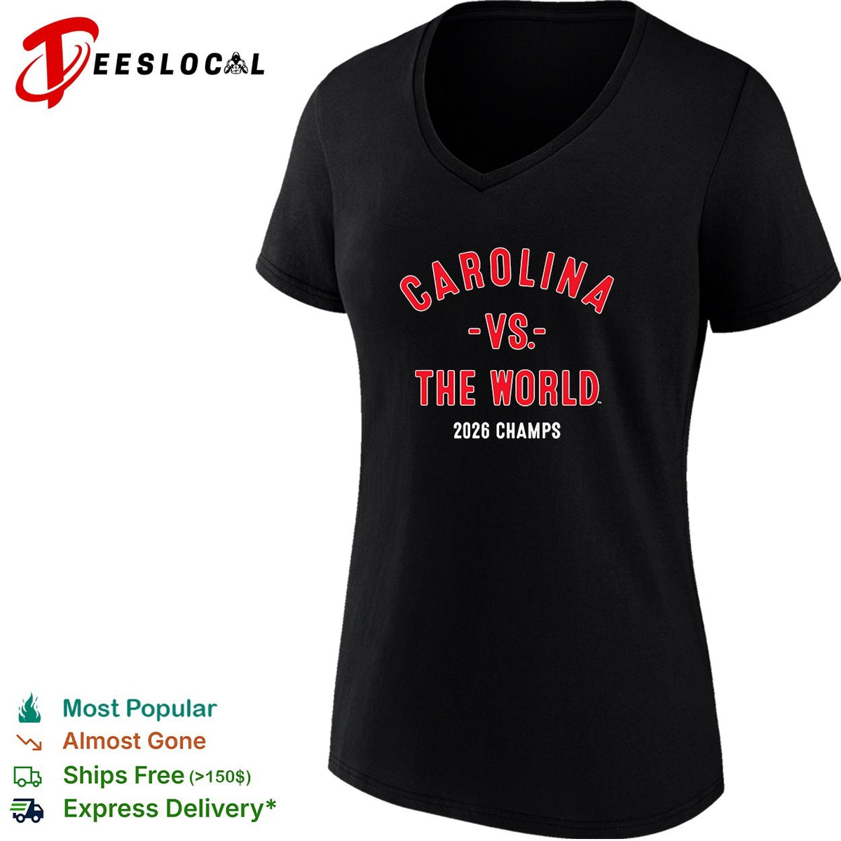 Carolina versus the world 2026 champs bold text shirt