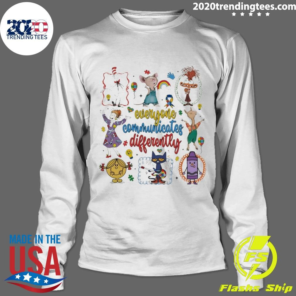 Cartoon Character Everyone Communicates Differently Autism Shirt