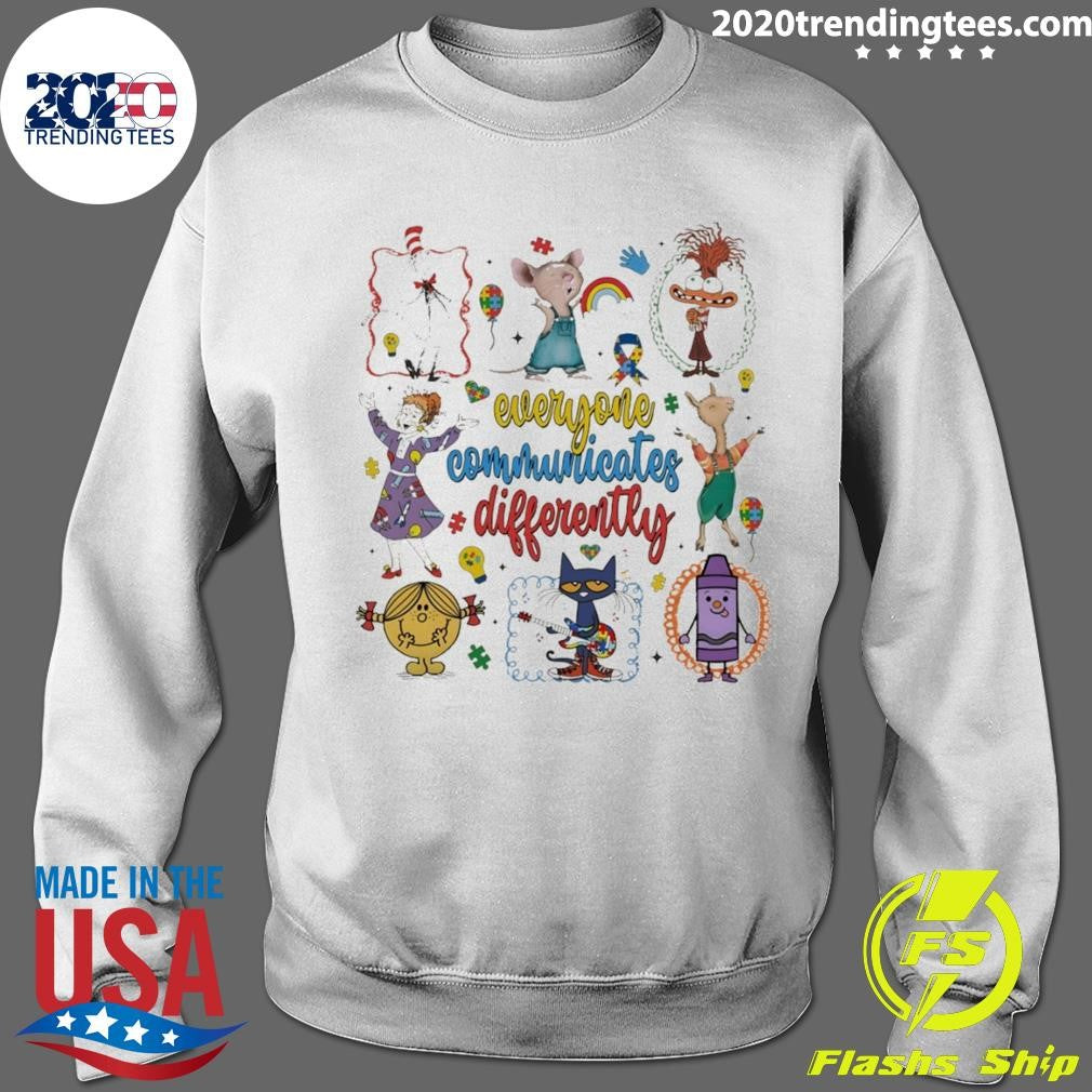 Cartoon Character Everyone Communicates Differently Autism Shirt