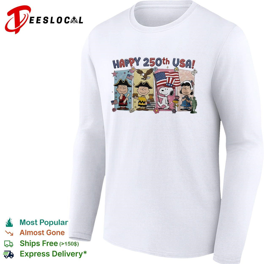 Cartoon group happy 250th USA flags shirt