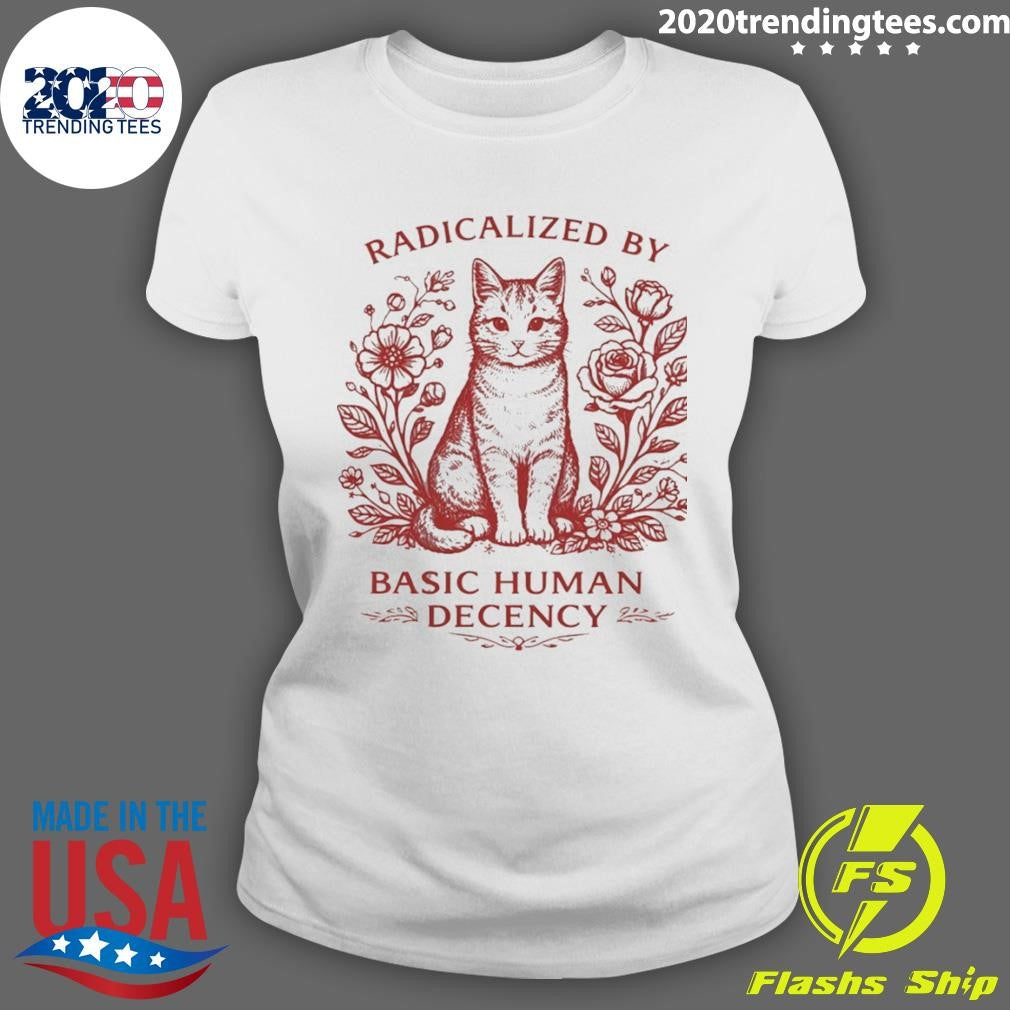 Cat Roses Radical Human Decency Vintage Shirt