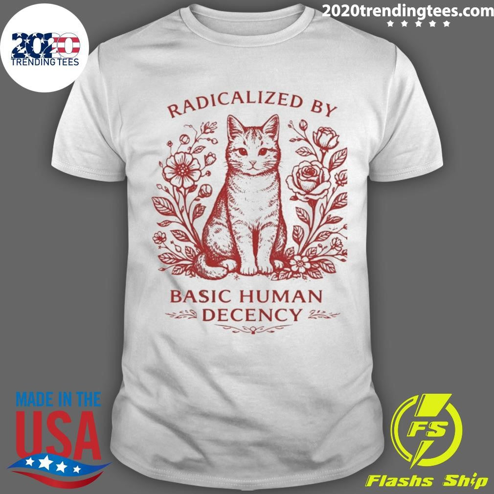 Cat Roses Radical Human Decency Vintage Shirt