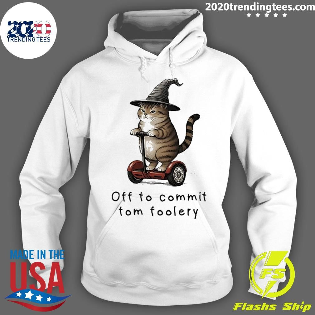 Cat riding segway off to commit tomfoolery art shirt
