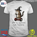 Cat riding segway off to commit tomfoolery art shirt