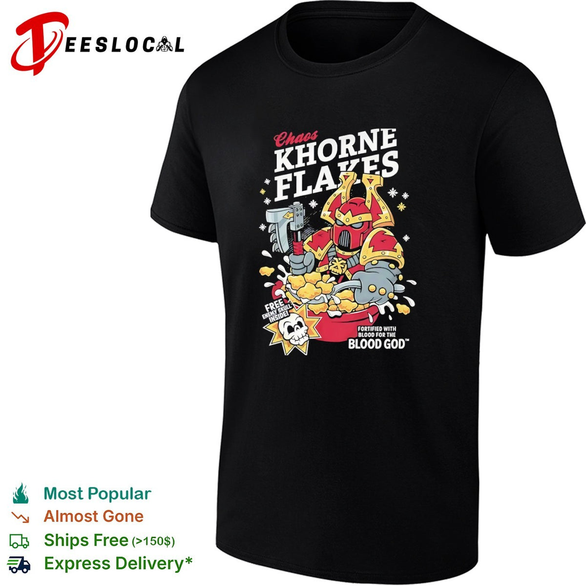 Chaos Khorne Flakes Warhammer 40000 Free Enemy Skull Inside Blood for the Blood God shirt