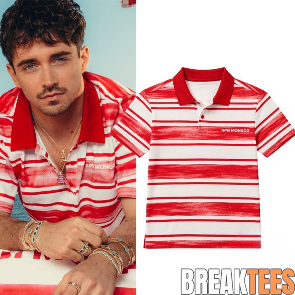 Charles Leclerc APM Monaco Red And White Striped Polo Shirt