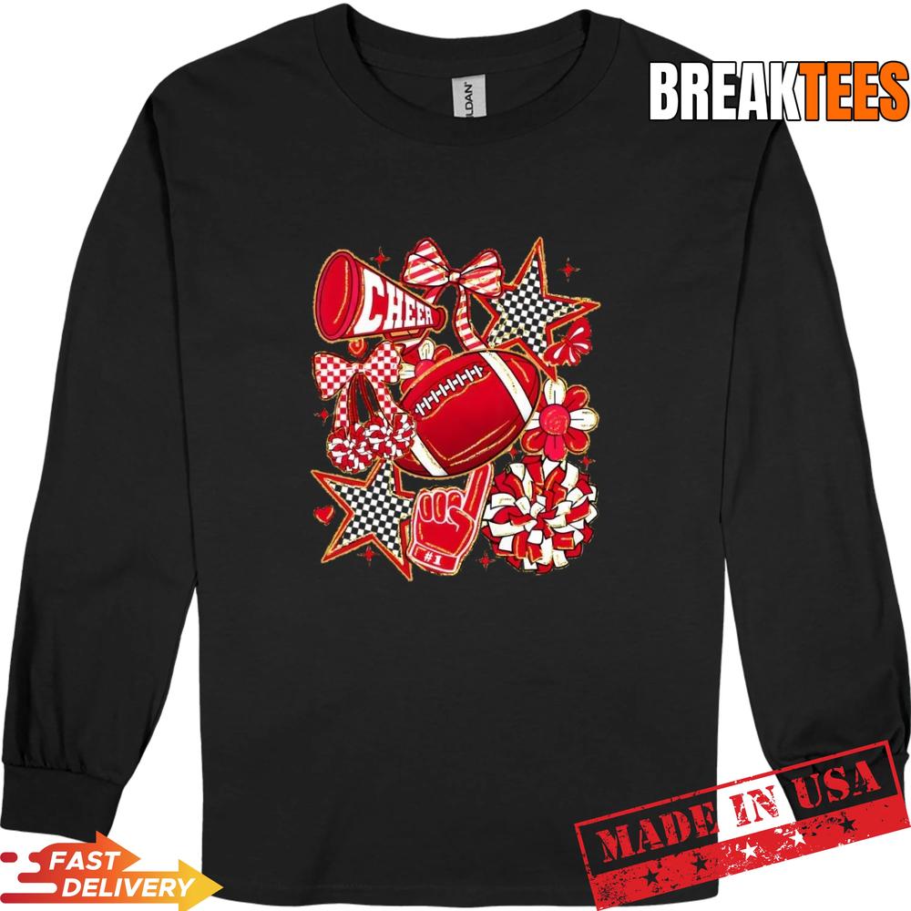 Cheer Mom Red Cheerleader Game Day Cheer Mama Football Shirt