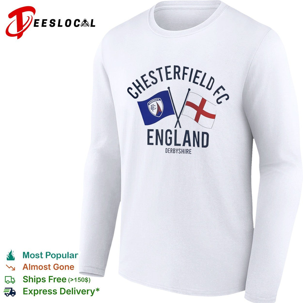 Chesterfield FC England Derbyshire Crossed Flags Crest Emblem Sport Fan Club shirt