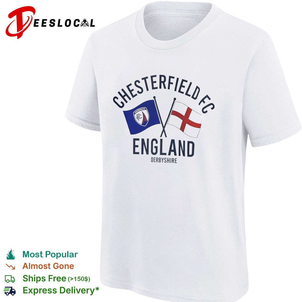 Chesterfield FC England Derbyshire Crossed Flags Crest Emblem Sport Fan Club shirt
