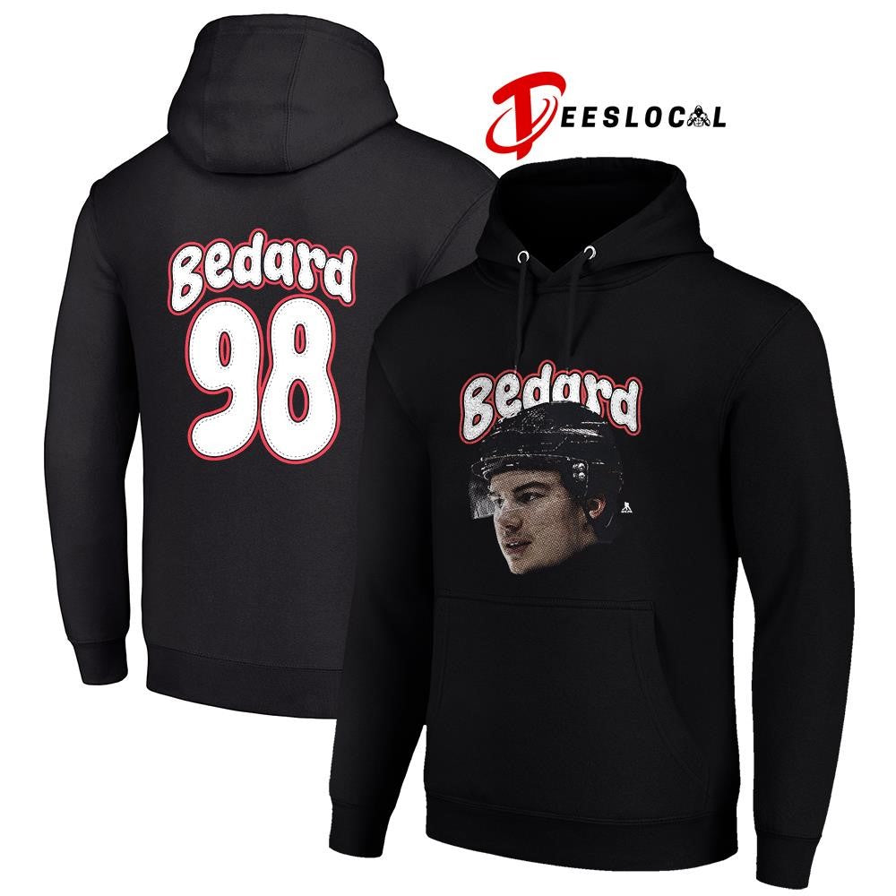 Chicago Blackhawks Connor Bedard portrait name and number shirt