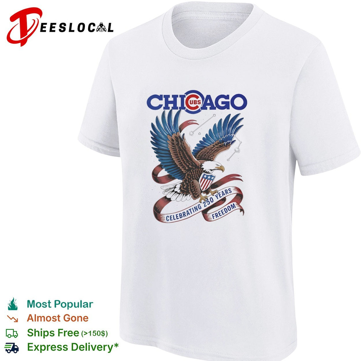 Chicago Cubs Celebrating 250 Years of Freedom American Eagle Patriotic Shirt