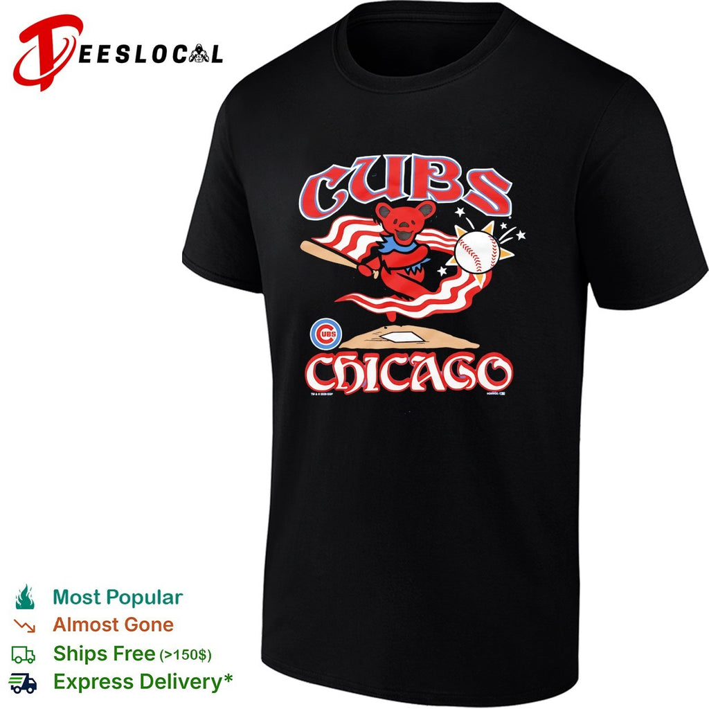 Chicago Cubs x Grateful Dead dancing bear Chicago graphic shirt